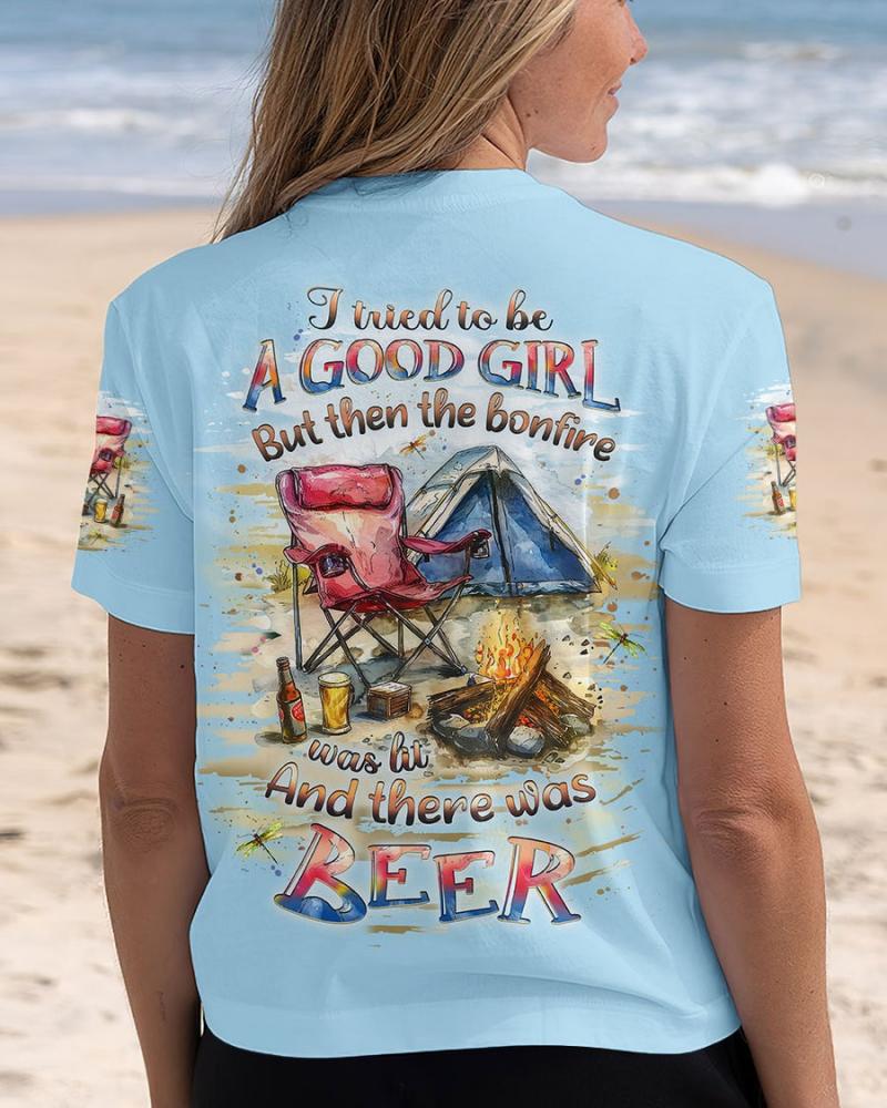 I TRIED TO BE A GOOD GIRL BORNFIRE BEER ALL OVER PRINT Shirt